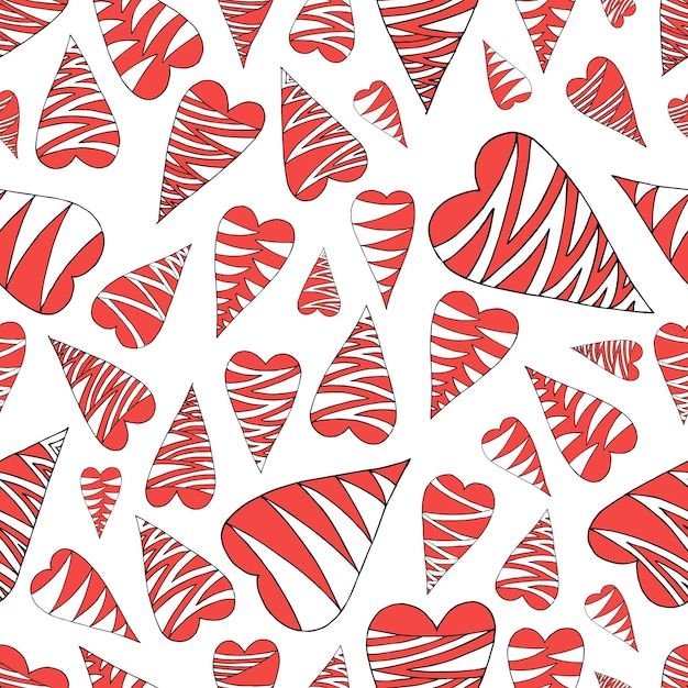 Cute seamless pattern of hearts Vector illustration drawn by hand
