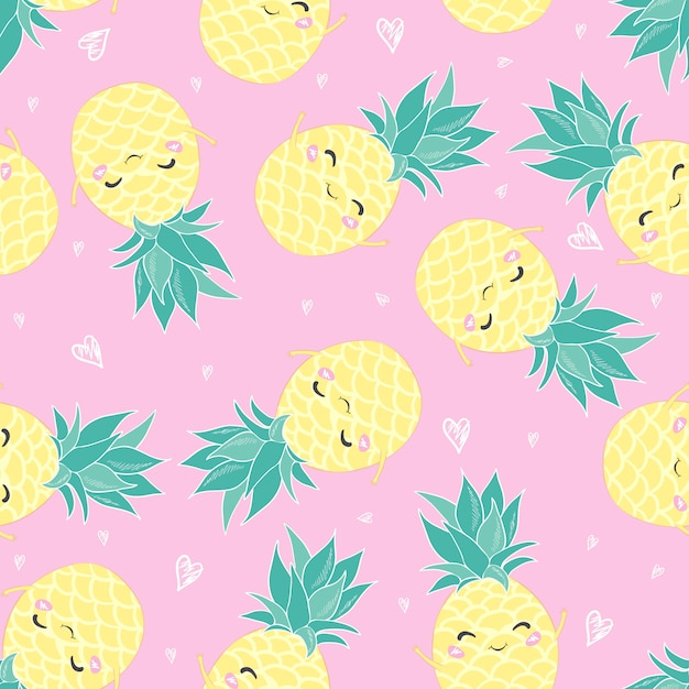 Cute seamless pattern print with pineapples