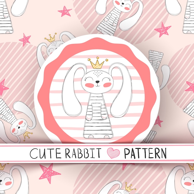 Cute seamless pattern rabbit cartoon