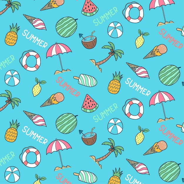 Vector cute seamless pattern for summer event