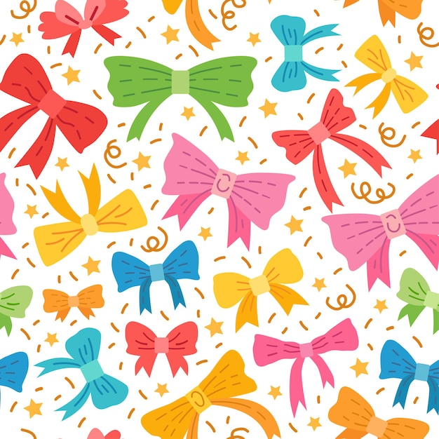 Cute seamless pattern with bows vector illustration