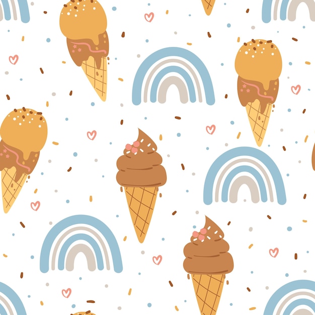 cute seamless pattern with cartoon of dessert