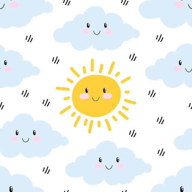 Cute seamless pattern with clouds for kids