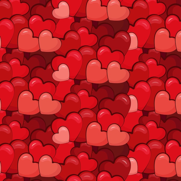 Vector cute seamless pattern with colorful red hearts. pattern for any use. vector illustration