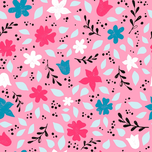 Cute seamless pattern with flowers