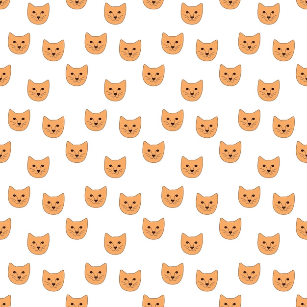 Cute seamless pattern with fox muzzle color doodle vector illustration