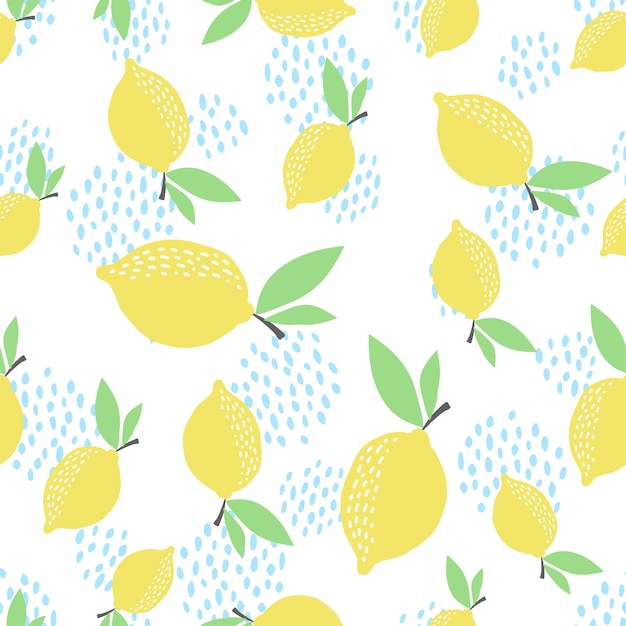 Cute seamless pattern with lemons in a Cartoon style