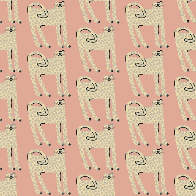 Cute seamless pattern with leopards vector background design print