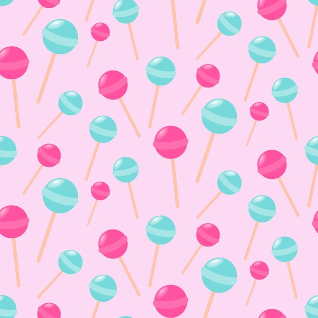 Vector cute seamless pattern with lollipops chupa-chups.