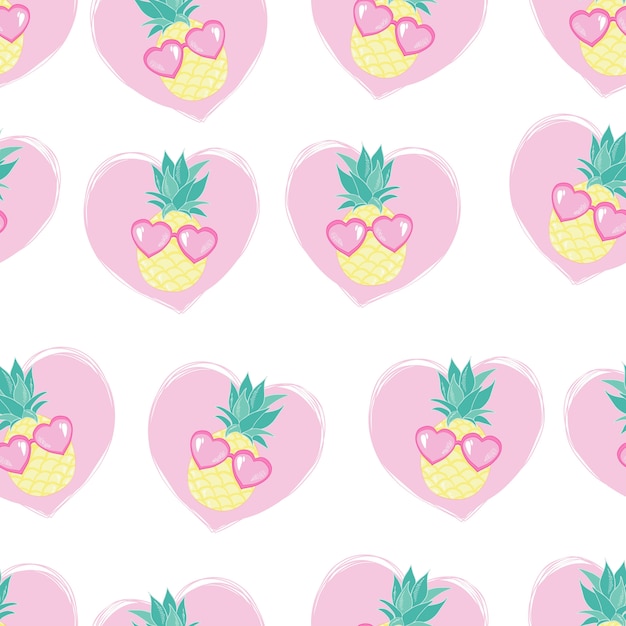 Cute seamless pattern with pineapples