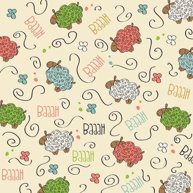 Cute seamless pattern with sheeps