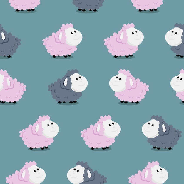 Cute seamless pattern with sheeps