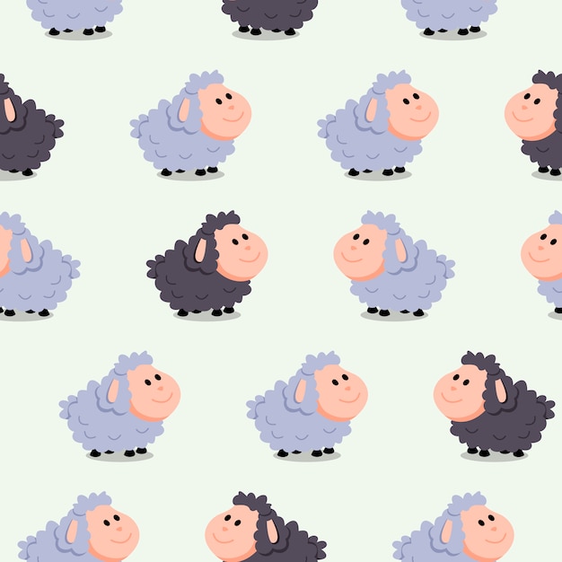 Cute seamless pattern with sheeps