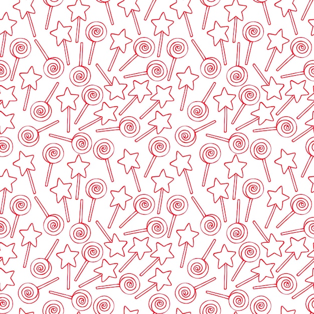 Cute seamless pattern with sketch lollipops. hand-drawn illustration