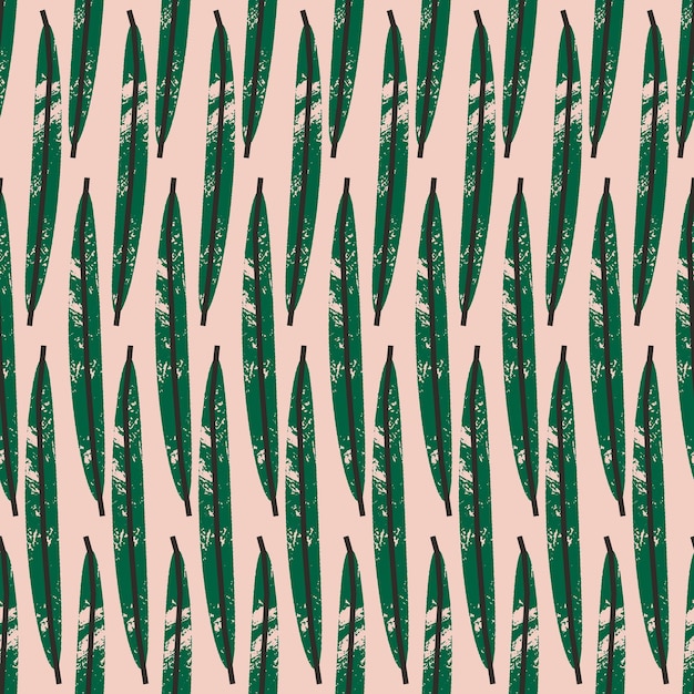 Cute seamless pattern with textured leaves Vector square print background design