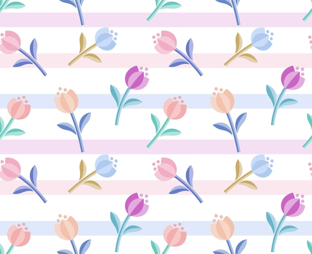 Cute seamless pattern with tulips