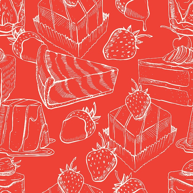 Cute seamless pattern with a variety of appetizing desserts - 2