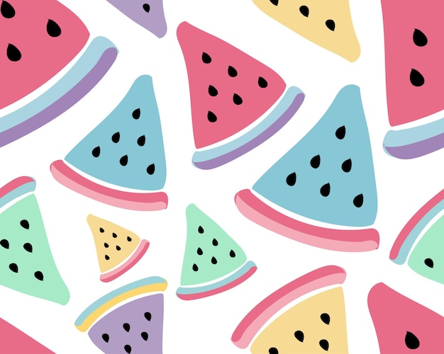 cute Seamless pattern with watermelon minimal design colorful summer fruit