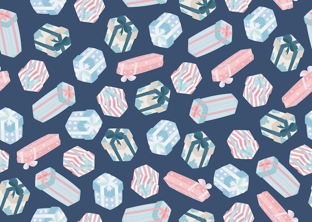 Vector cute seamless patterns with gift boxes