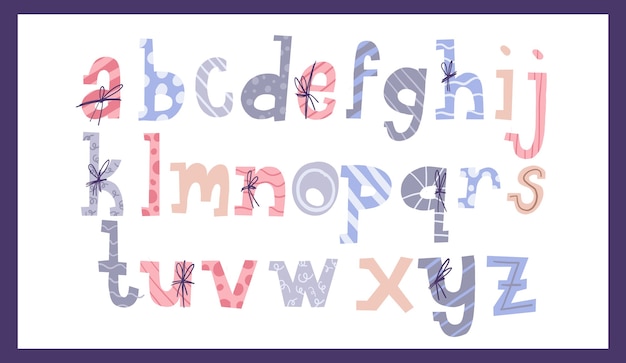 Cute set of alphabet christmas present letter typography style design