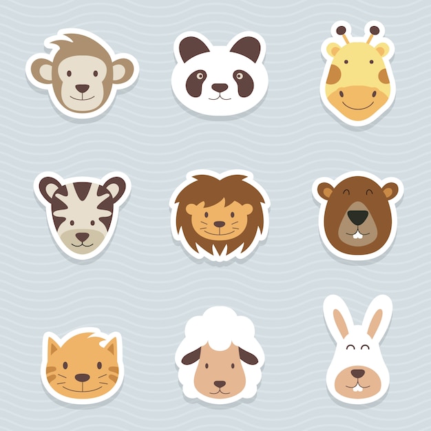 かわいい動物のステッカーのかわいいセット