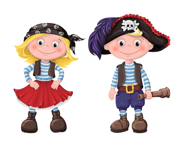 Cute set of children pirates