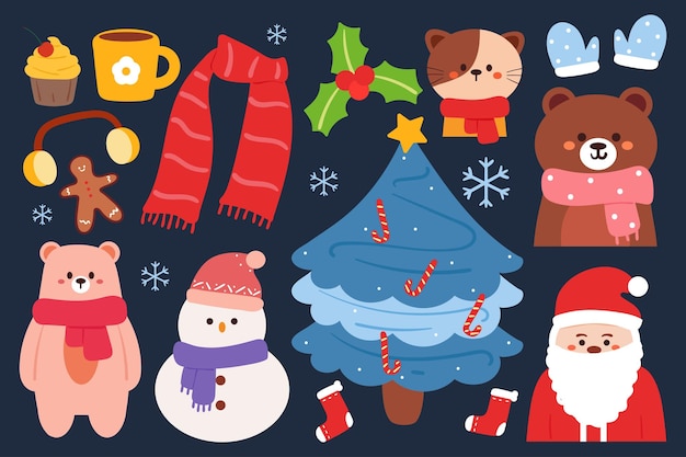 Cute set of christmas sticker