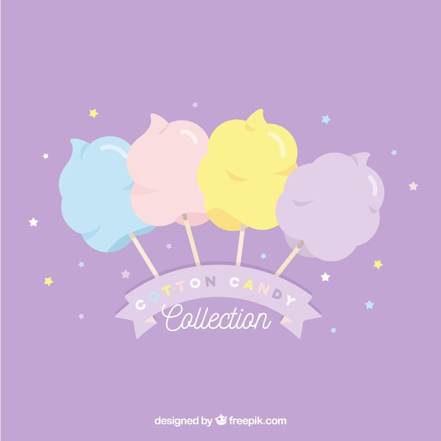 Vector cute set of colorful cotton candy