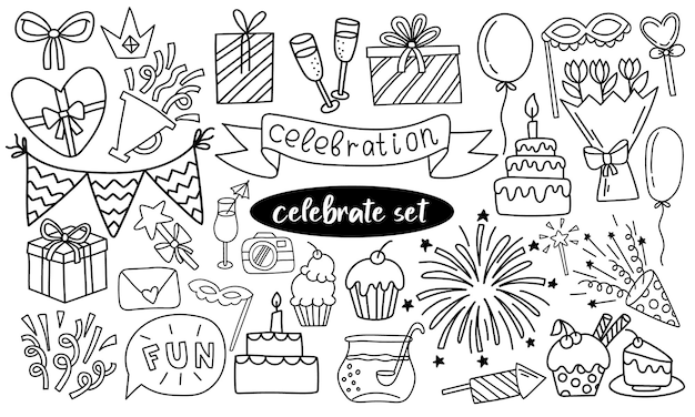 A cute set of doodles for decorating the holidays