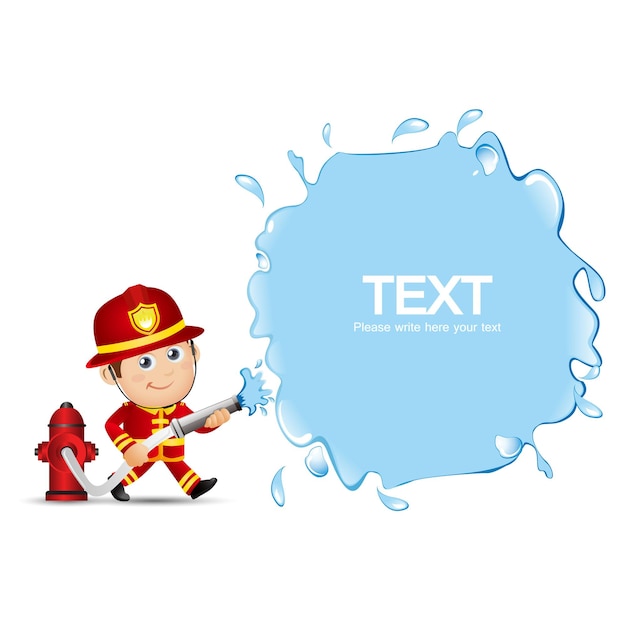 Vector cute set  firefighter