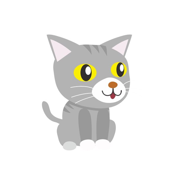 黄色い目を持つ灰色の猫の可愛いセット