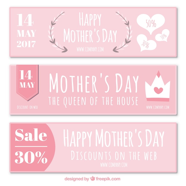 Cute set of mother's day discount banners