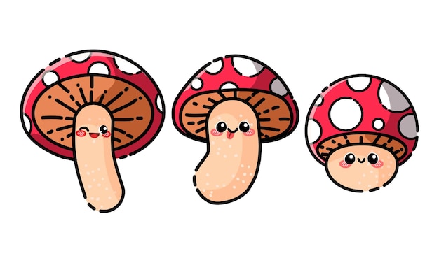 Cute set of mushroom cute illustration