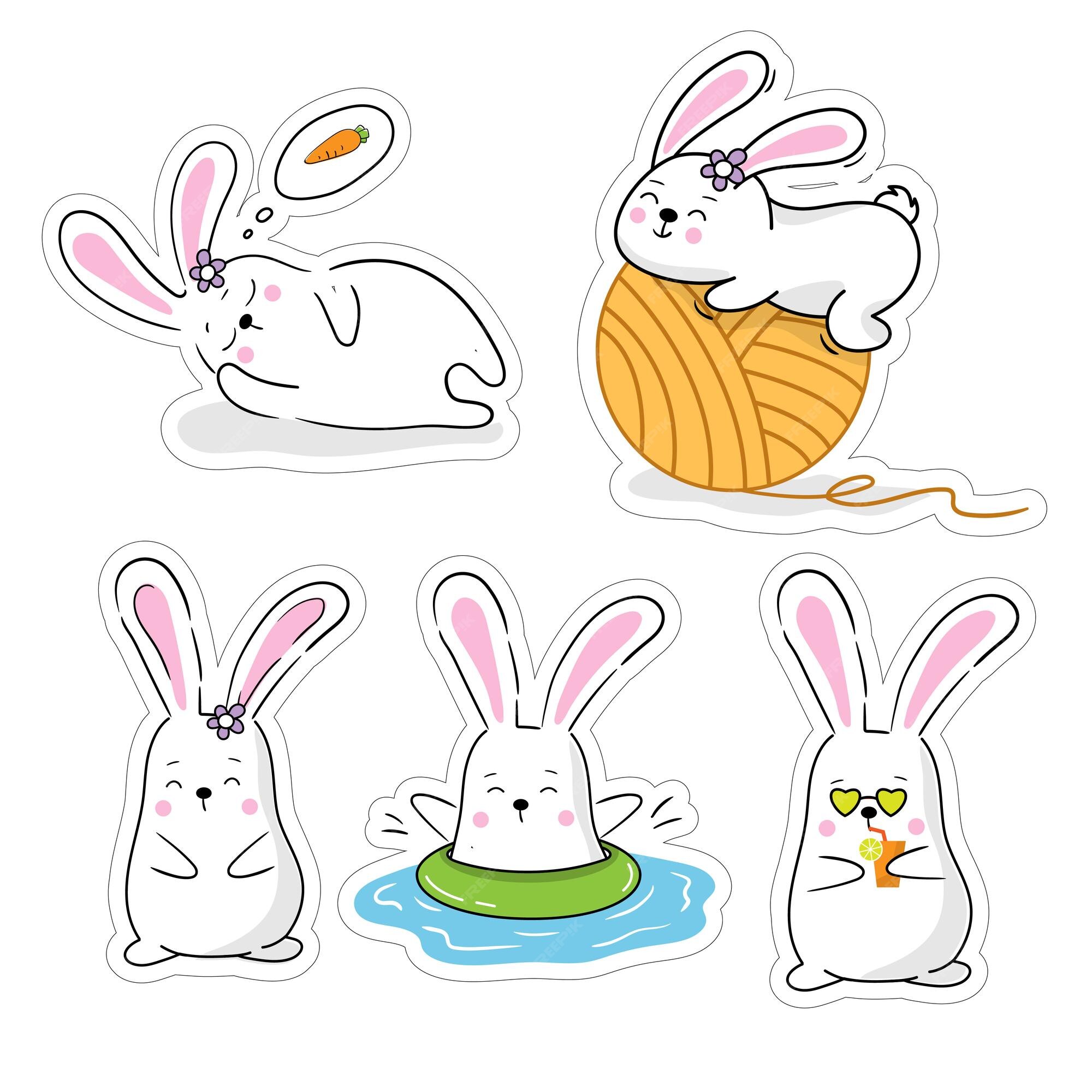 Каваи Наклейки Набор, Sets Stickers Rabbit