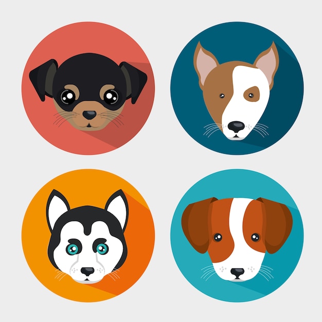 Vector cute set puppy pet icons design