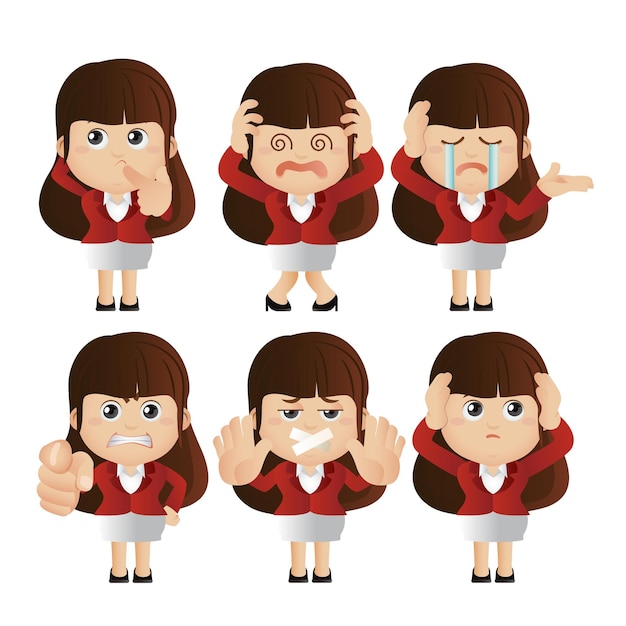 Cute set - set of businesswoman character