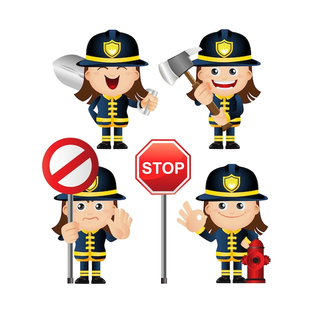 Cute Set  Set of firefighter