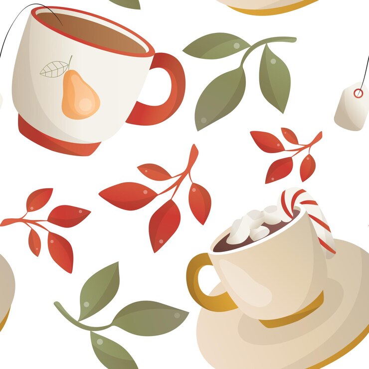 Vector cute set with cozy things for a cozy tea party and reading