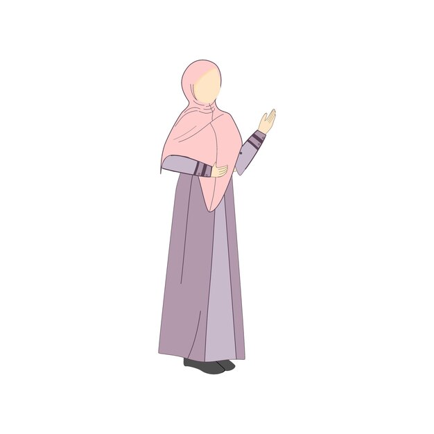 Vector cute set of women wearing beautiful professional hijabs woman