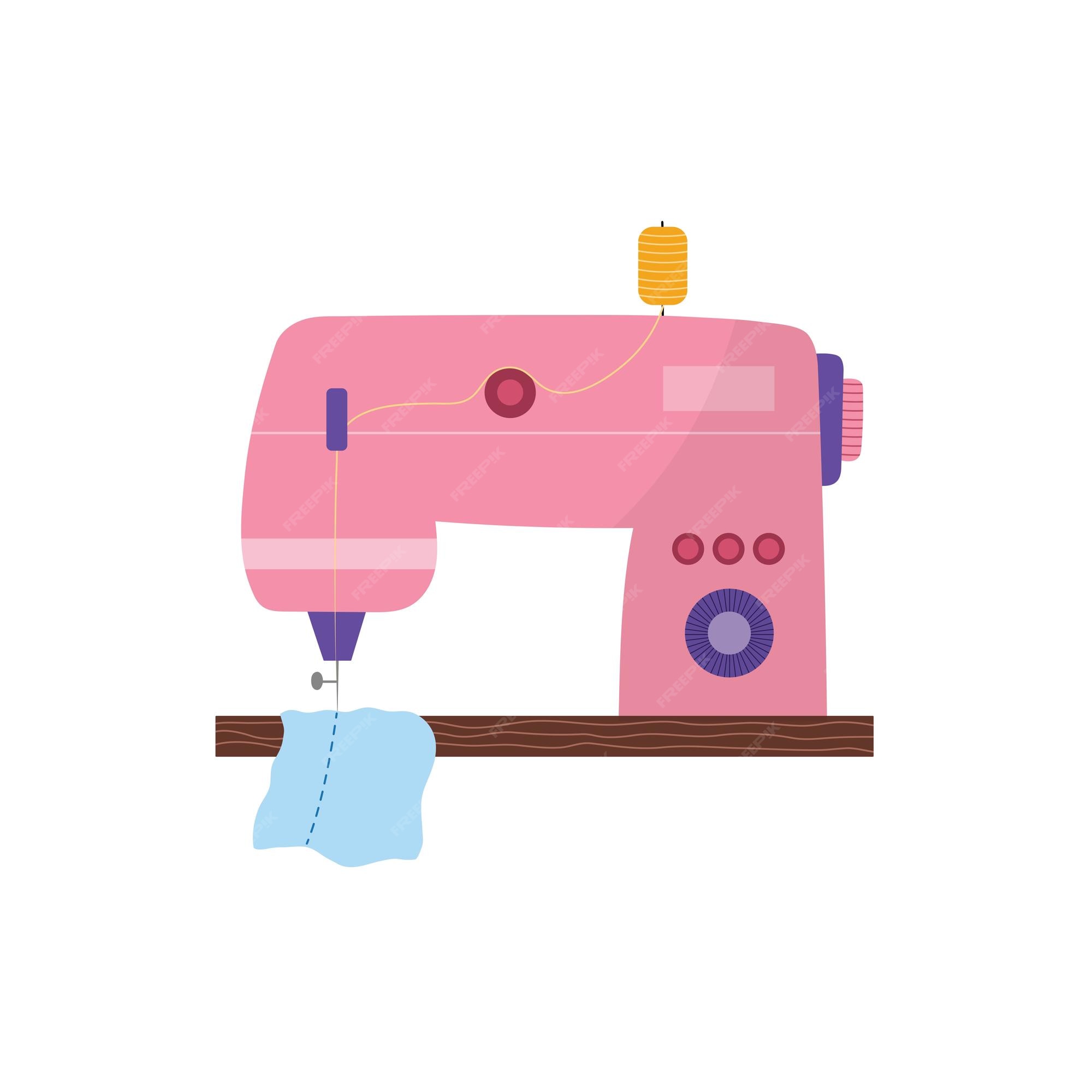 Premium Vector | Cute sewing machine in cartoon style handmade equipment for dressmaking accessory for sewing Premium Vector | Cute sewing machine in cartoon style handmade equipment for dressmaking accessory for sewing