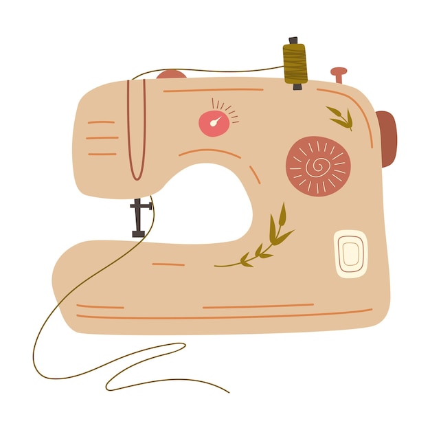 Vector cute sewing machine modern vector illustration isolated