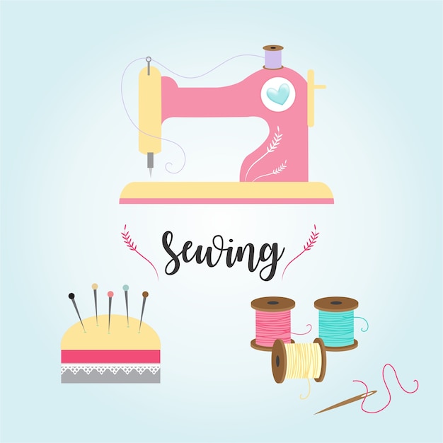 Vector cute sewing