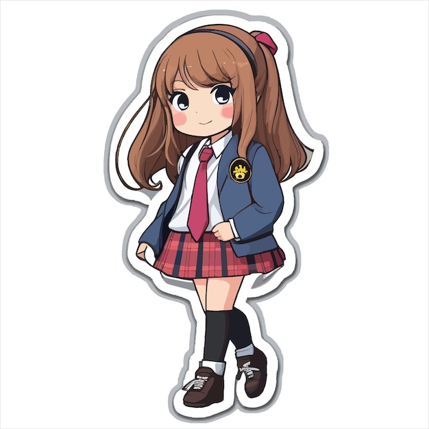 Cute sexy school girl sticker