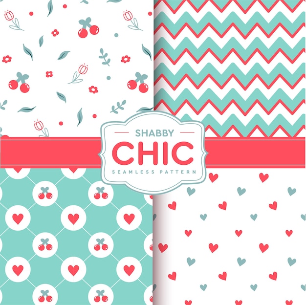 Cute shabby chic girly seamless pattern collection