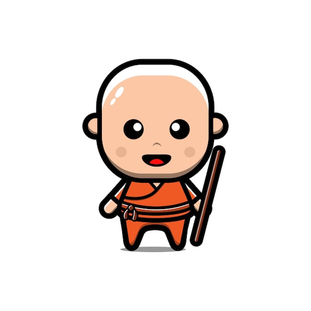 Cute shaolin buddhist cartoon character