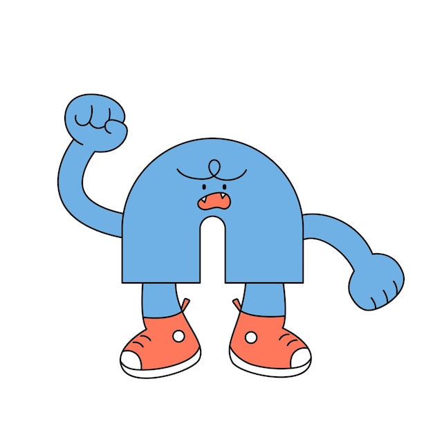 Vector cute shape character the arch figure is angry