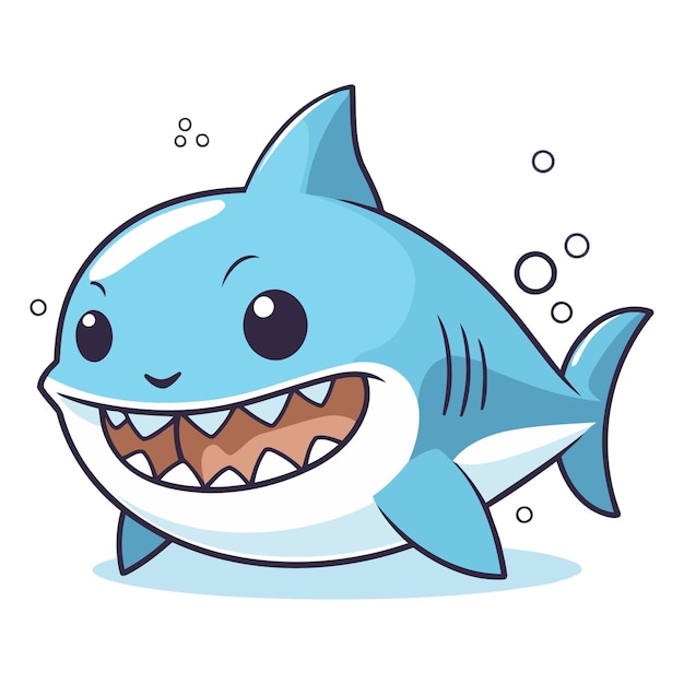 cute shark animal cartoon vector illustration graphic design in eps10