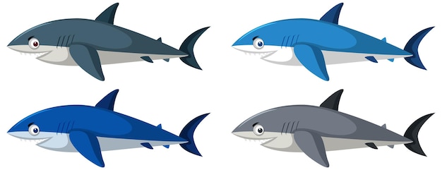 Cute shark cartoon character isolated