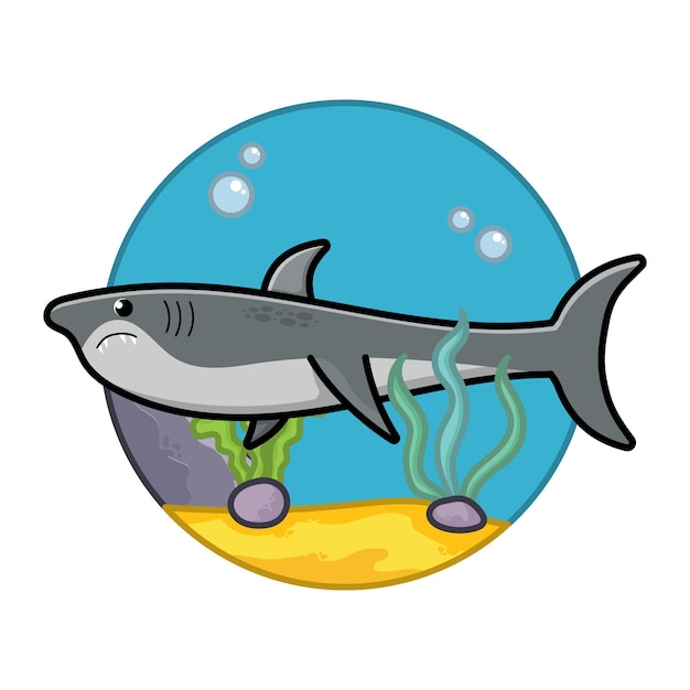 Cute shark cartoon illustration