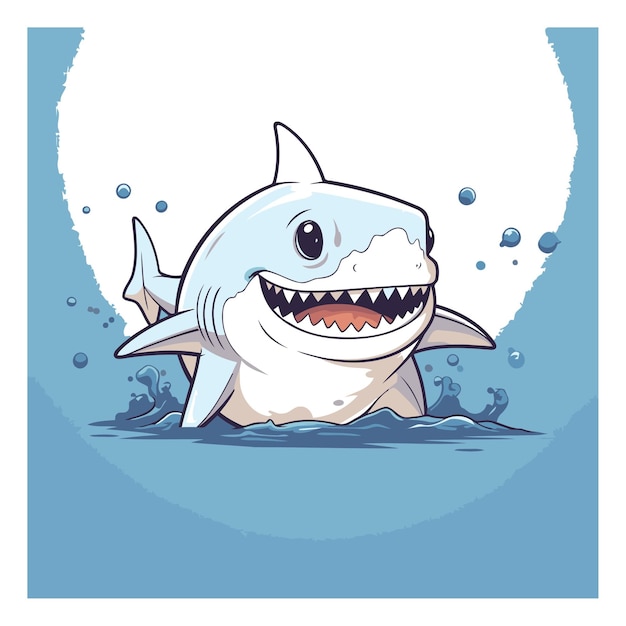 Vector cute shark cartoon isolated on a white background